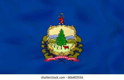 Vermont waving flag. Vermont state flag background texture.Vector illustration.