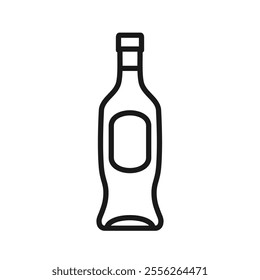 Vermouth glass bottle icon. Alcoholic drink beverage branding. Ingredient for martini cocktail. Editable stroke. For web design, logo, mobile app. Vector illustration isolated on white background