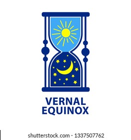 Vernal equinox. Day of spring equinox. Day and Night background. Design concept.