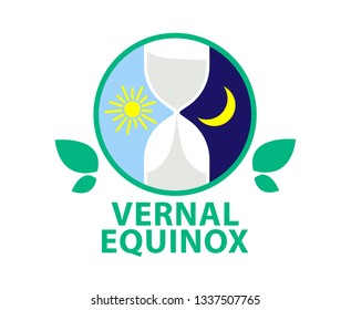 Vernal equinox. Day of spring equinox. Day and Night background. Design concept.