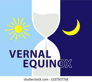 Vernal equinox. Day of spring equinox. Day and Night background. Design concept.