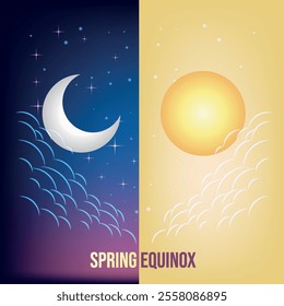 The vernal equinox falls on March 20. In the northern hemisphere, the day becomes longer than the night.