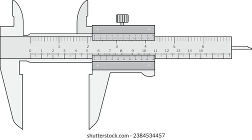Vernier Caliper device for measuring internal and external dimensions. Vector illustration.