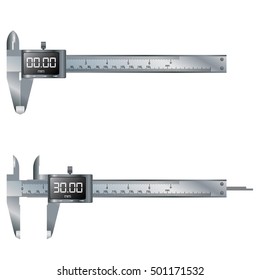 Vernier caliper digital. Construction object tool isolated on white background.