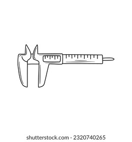 pinza de calibre verde en forma de doodle. Vector aislado