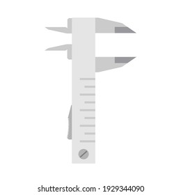 Icono del equipo de herramientas de ingeniería de pinzas de freno Vernier. Señal de ilustración vectorial del instrumento de medición de metal de trabajo en escala de pinzas de freno. Medidor de regla aisló la herramienta blanca. Icono de ingeniero de dispositivos industriales