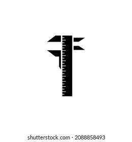 Vernier caliper glyph icon, tool and instrument, gauge sign, vector graphics, a solid pattern on a white background, eps 10.