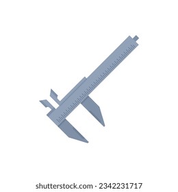 Vector plano del icono de la pinza de freno de Vernier. Calibre de marcado. Herramienta de micrómetro aislada