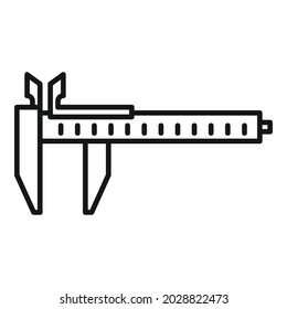 Vector de contorno de icono de pinza de freno de Vernier. Calibre de marcado. Herramienta de micrómetro