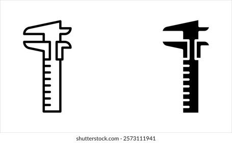 Vernier Caliper icon set. Measuring and marking tools vector illustration on white background