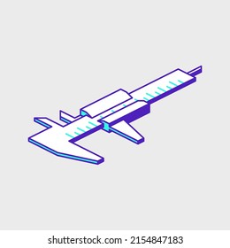 Vernier caliper isometric vector icon illustration