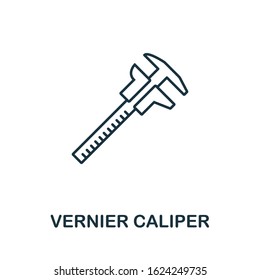 Vernier Caliper line icon. Thin style element from construction tools icons collection. Outline Vernier Caliper icon for computer and mobile. Symbol, logo vector graphics.