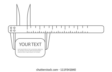 Vernier Caliper Options Linear Icon. Build And Repair, Sliding Scale Sign , A Linear Pattern On A White Background. Thin Line Illustration. Vector Isolated Outline Drawing