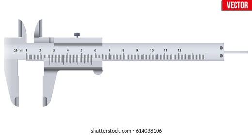 The Vernier caliper and scale. Measuring tool and equipment. Editable Vector Illustration isolated on white background.