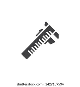 Vernier caliper scale vector icon. filled flat sign for mobile concept and web design. Precision measuring tool glyph icon. Symbol, logo illustration. Vector graphics