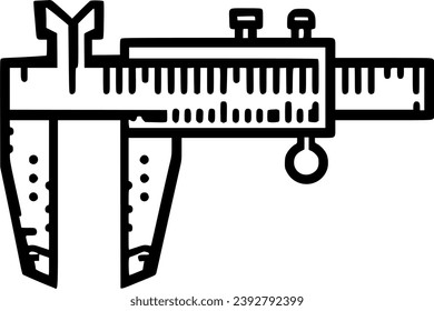 Icono vectorial de escala de pinza de freno de Vernier. signo plano relleno para móvil, símbolo, vector, arte