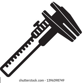 Vernier caliper thin line icon, tool and instrument, gauge sign, vector graphics, a linear pattern on a white background, eps 10.