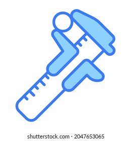 Vernier caliper vector  outline icon, blue line vector design