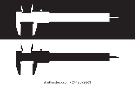 Vernier Calipers. Caliper Measuring tool designed for high precision measurements of internal and external dimensions. Universal Precision measuring tool. Calipers Measure drawing Vector.