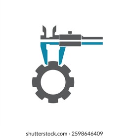 vernier calipers combined with gear, vector art.