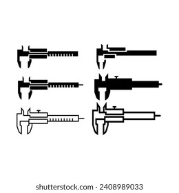 Vernier calipers icon vector set