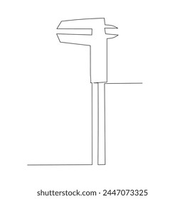 A vernier scale or caliper continuous line drawing and simple hand drawn style vector design element. Illustration for industrial and construction