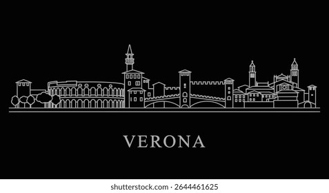 Verona Itália Skyline Arte Vetorial Minimalista.
