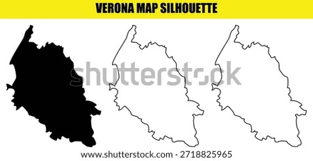 Verona map silhouette vector illustration outline shape graphic design element solid fill and black stroke italy region provincial border territory cartography template