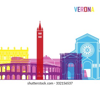 Verona skyline pop in editable vector file