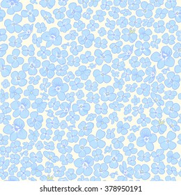 Veronica flowers seamless pattern. Floral design wild forest flowers.Textile, postcard design, isolated on yellow background.
