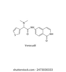 Verosudil flat skeletal molecular structure Rho-Kinase Inhibitor drug used in Glaucoma treatment. Vector illustration scientific diagram.