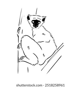 Verreaux's sifaka - vector illustration sketch hand drawn with black lines