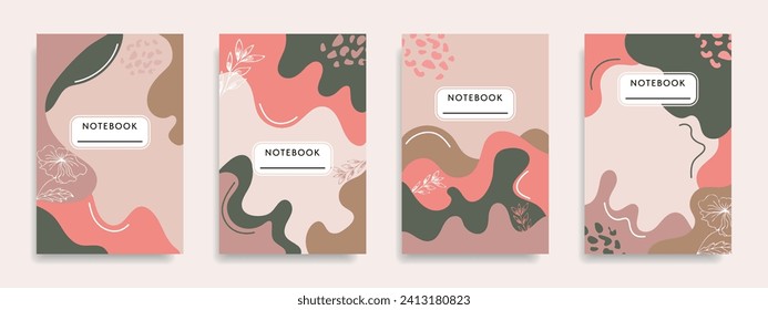 Versatile abstract floral design in pastel colors, for notepads, planners, brochures, books. Vector.