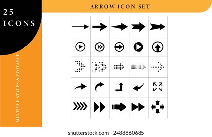 Versatile Arrow Icon Set (Multiple Styles and Editable)