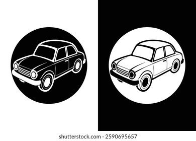 Versatile Auto Vehicle Icon. Sleek Silhouette for Web and Print