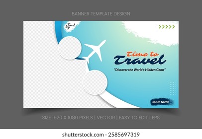 versatile banner abstract background vacation agency promotion with image replacement easy to edit perfect for travel marketing