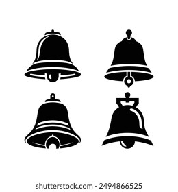 Versatile Bell Icon Set Vector Silhouette