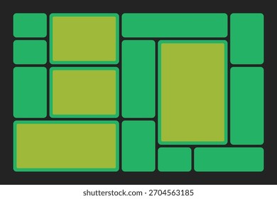 Versátil Bento Grid Layouts com formas geométricas para projetos criativos