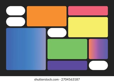 Versátil Bento Grid Layouts com formas geométricas para projetos criativos