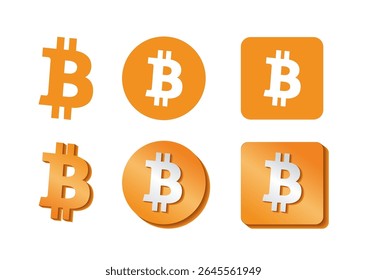 Versátil Bitcoin desenhos de logotipo em várias formas e estilos, mostrando modernos visuais criptomoeda