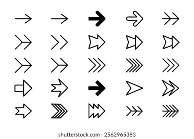 Versatile Black and White Arrow Icon Set Featuring Unique Directions for Creative Design Projects