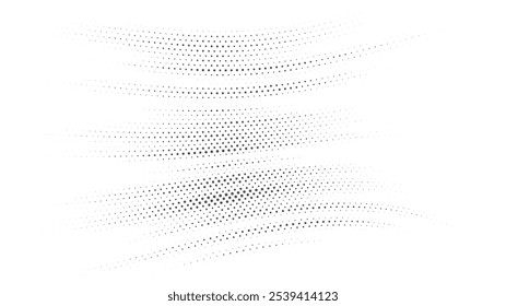 Versátil Vector de onda de semitono blanco y negro, profundidad y fluidez para Diseños modernos