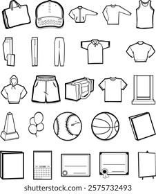 Versatile Blank Product Vector Templates: Apparel, Sports, and Accessories