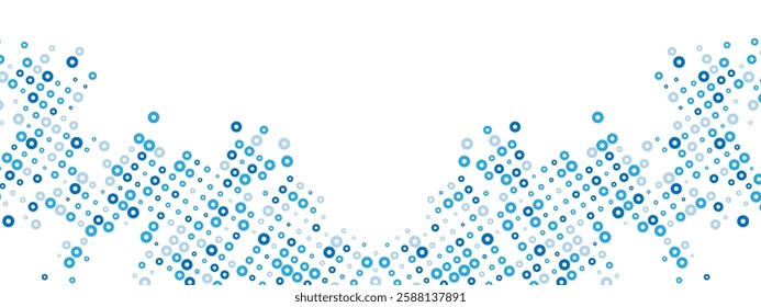 Versatile blue abstract background featuring a dot texture. Vector design for banners, posters, websites, social media, presentation, busines. Chaotic mosaic of random particles, linear bagel pattern