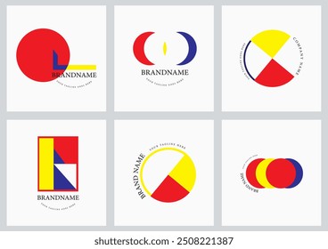 Conjunto de logotipos geométricos em negrito versátil