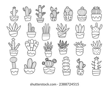 Versatile Cactus and Succulent Doodle Vector Illustration. Perfect for Stickers, Patterns, Wallpapers, Book Covers, and More.