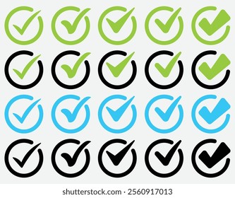 Versatile check mark icons for branding, marketing, and user interface design projects.