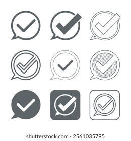 Versatile Checkmark Icon Set Minimalistic Black and White Design