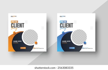 Versatile Client Testimonial and Customer Feedback Web Banner Templates – Modern Social Media Post Designs with Dynamic Color Variations