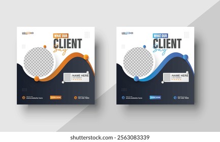 Versatile Client Testimonial and Customer Feedback Web Banner Templates – Modern Social Media Post Designs with Dynamic Color Variations